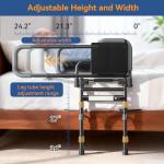 Bed Rails for Elderly Adults Safety, Foldable Bed Assist Rails for Seniors with Sensor Light & Storage Pocket, Adjustable Height, 180° One-Hand Folding Bed Side Rails Fit King Queen Full Twin