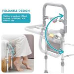 inkolelo Bed Rails for Elderly Adults Safety Foldable Bed Side Assist Rail for Seniors with Motion Sensor Light & Storage Pocket, Adjustable Height Bedrails for Queen King Full Size Bed, 400 Lbs