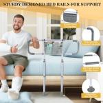 Yetulike Bed Rails for Elderly Adults Safety, Sturdy Beds Assist Rail for Seniors; Adjustable Beds Rail Stable Bed Cane Guard with Extended Handle Bar - Fit King Queen Full Twin Bed