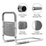 Fosdaling Bed Rails for Elderly Adults Safety: Adjustable Bed Assist Rails for Seniors & Patients with Storage Bag - Bedside Rail Handle Support Bar Bed Guard Rails - Fits King Queen Full Twin Medium