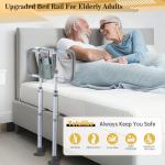 Yetulike Bed Rails for Elderly Adults Safety, Sturdy Beds Assist Rail for Seniors; Adjustable Beds Rail Stable Bed Cane Guard with Extended Handle Bar - Fit King Queen Full Twin Bed