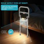 inkolelo Bed Rails for Elderly Adults Safety Foldable Bed Side Assist Rail for Seniors with Motion Sensor Light & Storage Pocket, Adjustable Height Bedrails for Queen King Full Size Bed, 400 Lbs