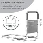 Fosdaling Bed Rails for Elderly Adults Safety: Adjustable Bed Assist Rails for Seniors & Patients with Storage Bag - Bedside Rail Handle Support Bar Bed Guard Rails - Fits King Queen Full Twin Medium