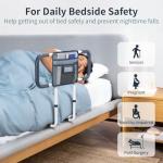 CanFord Bed Rails for Elderly Adults Safety Extended Side Assist Grab Bar Handrails for Seniors Adjustable Bed Cane with Motion Sensor Light Bed Guard Handle Bedside Railing, Fit King Queen Full Twin