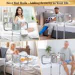 Yetulike Bed Rails for Elderly Adults Safety, Sturdy Beds Assist Rail for Seniors; Adjustable Beds Rail Stable Bed Cane Guard with Extended Handle Bar - Fit King Queen Full Twin Bed