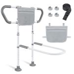 easymake Bed Rails for Elderly Adults Safety: Adjustable Bedside Assist Rails with Storage Pockets, Non-Slip Handles, Sensor Night Light, 400LB Gravity Capacity