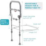 inkolelo Bed Rails for Elderly Adults Safety Foldable Bed Side Assist Rail for Seniors with Motion Sensor Light & Storage Pocket, Adjustable Height Bedrails for Queen King Full Size Bed, 400 Lbs