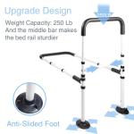 LandTale Bed Assist Rails Adjustable, Safety Bed Handle with Leg, Fall Prevention Hand Guard Grab Bar Bed Cane, Bed Rails for Elderly, Adults, Senior, Handicap, Disabled, Fit King, Queen, Full, Twin