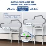 Lemagalu Heavy Duty Bed Rails for Elderly Adults Safety-Foldable Bed Rail for Senior with Adjustable Heights Fits All Bed Sizes，Bed Handle Bedside Assist with Pocket -504M (White and Gray)