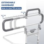 Lemagalu Heavy Duty Bed Rails for Elderly Adults Safety-Foldable Bed Rail for Senior with Adjustable Heights Fits All Bed Sizes，Bed Handle Bedside Assist with Pocket -504M (White and Gray)