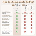 easymake Bed Rails for Elderly Adults Safety: Adjustable Bedside Assist Rails with Storage Pockets, Non-Slip Handles, Sensor Night Light, 400LB Gravity Capacity