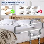 Lemagalu Heavy Duty Bed Rails for Elderly Adults Safety-Foldable Bed Rail for Senior with Adjustable Heights Fits All Bed Sizes，Bed Handle Bedside Assist with Pocket -504M (White and Gray)