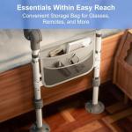 ONTHEWEI Bed Rails for Elderly Adults Safety Foldable Bed Assist Rail with Adjustable Height, Non-Slip Handle, Motion Sensor Light & Storage Pouch, Fits King Queen Full Twin Beds, Supports 350 LBS