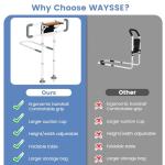 Waysse Bed Rails for Elderly Adults Safety with Foldable Side Table, ASTM Approved Adjustable Bed Assist Rail for Seniors, Non-Slip Handle, Storage Pocket, Fits Twin/Full/Queen/King