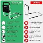 RELIANCER Bed Safety Rail for Elderly Adult,Adjustable Bedside Assist Grab Bar w/Storage Pocket,Bed Side Support Railing for Seniors,Fall Prevent Bedside Handle Bar,Bedside Assist Guard Rails Bed Cane