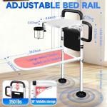 LanAqua Bed Rails for Elderly Adults Safety with Foldable Tray, Adjustable Bed Assist Rails for Seniors with Motion Sensor Light & Cup Holder, ASTM Approved Bed Cane Bed Rail with 2 Handles & Pocket