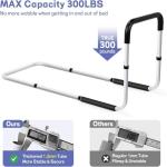 TABEKE Bed Rails for Elderly Adults, Adjustable Bed Assist Rails for Seniors, Portable Bed Support Bar Mobility Assistant with Foam Handle & Double Side Storage Bag Fits King, Queen, Full, Twin Bed