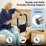Roylvan Bed Rails for Elderly Adults Safety with Foldable Non-Slip Handle, Adjustable Bed Assist Rails for Seniors, Handicap, Disable, Bed Assist Handle with Motion Light, Storage Pocket, White/Black