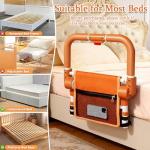 haiorjun Bed Rails for Elderly Adults Safety, Adjustable Folding Bed Assist Rails for Seniors, Foldable Bed Side Rails with Non-Slip Handle and Storage Pouch, Fits King Queen Full Twin Beds