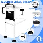 LanAqua Bed Rails for Elderly Adults Safety with Foldable Tray, Adjustable Bed Assist Rails for Seniors with Motion Sensor Light & Cup Holder, ASTM Approved Bed Cane Bed Rail with 2 Handles & Pocket