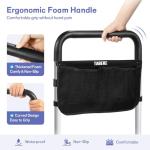 TABEKE Bed Rails for Elderly Adults, Adjustable Bed Assist Rails for Seniors, Portable Bed Support Bar Mobility Assistant with Foam Handle & Double Side Storage Bag Fits King, Queen, Full, Twin Bed