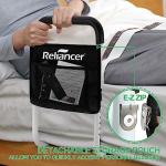RELIANCER Bed Safety Rail for Elderly Adult,Adjustable Bedside Assist Grab Bar w/Storage Pocket,Bed Side Support Railing for Seniors,Fall Prevent Bedside Handle Bar,Bedside Assist Guard Rails Bed Cane