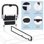 Roylvan Bed Rails for Elderly Adults Safety with Foldable Non-Slip Handle, Adjustable Bed Assist Rails for Seniors, Handicap, Disable, Bed Assist Handle with Motion Light, Storage Pocket, White/Black