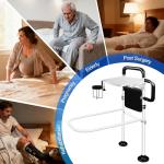 LanAqua Bed Rails for Elderly Adults Safety with Foldable Tray, Adjustable Bed Assist Rails for Seniors with Motion Sensor Light & Cup Holder, ASTM Approved Bed Cane Bed Rail with 2 Handles & Pocket