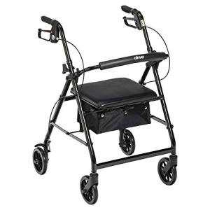 Drive Medical Foldable Walker with Seat - Black