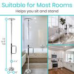 Vive Floor to Ceiling Grab Bar - Stand Assist Aid for Elderly - Shower Safety Bar for Seniors - Stand Assist Transfer Pole - Shower Support Pole - Toilet Rail for Disabled & Handicap Security
