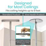 Vive Floor to Ceiling Grab Bar - Stand Assist Aid for Elderly - Shower Safety Bar for Seniors - Stand Assist Transfer Pole - Shower Support Pole - Toilet Rail for Disabled & Handicap Security