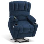 MCombo Power Lift Recliner Chair for Elderly, Lift Chair with Heat and Massage, USB &Type C Ports, Cup Holders, Fabric 7095 (Medium, Navy Blue)