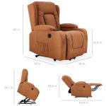 Best Choice Products PU Leather Electric Power Lift Chair, Recliner Massage Chair, Adjustable Furniture for Back, Legs w/ 3 Positions, USB Port, Heat, Cupholders, Easy-to-Reach Side Button - Cognac