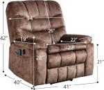 CANMOV Large Power Lift Recliner Chairs with Massage and Heat for Elderly, Heavy Duty and Safety Motion Reclining Mechanism Electric Wide Recliners with USB Ports, 2 Hidden Cup Holders,Brown