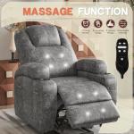 Electric Power Lift Recliner Chair with Massage for Elderly Corduroy Fabric Recliner Single Sofa with Cup Holders, Side Pockets and Remote Control for Living Room Bedroom (Leathaire, Light Gray)