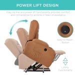 Best Choice Products PU Leather Electric Power Lift Chair, Recliner Massage Chair, Adjustable Furniture for Back, Legs w/ 3 Positions, USB Port, Heat, Cupholders, Easy-to-Reach Side Button - Cognac