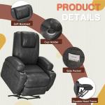 Electric Power Lift Recliner Chair with Massage for Elderly Corduroy Fabric Recliner Single Sofa with Cup Holders, Side Pockets and Remote Control for Living Room Bedroom (Leathaire, Dark Gray)