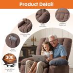 Sweetcrispy Power Lift Recliner Chair with Vibration Massage and Heat for Adults, Ergonomic Overstuffed Breathable Fabric Reclining Chair with Side Pockets, Remote Control, Living Room, Bedroom, Brown