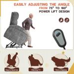 Electric Power Lift Recliner Chair with Massage for Elderly Corduroy Fabric Recliner Single Sofa with Cup Holders, Side Pockets and Remote Control for Living Room Bedroom (Leathaire, Light Gray)