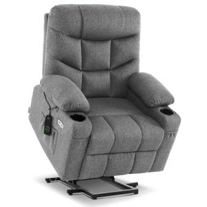 MCombo Power Lift Recliner Chair with Extended Footrest for Elderly People, Fabric 7287 (Dark Gray, Medium)