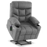 MCombo Power Lift Recliner Chair with Extended Footrest for Elderly People, Fabric 7287 (Dark Gray, Medium)