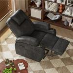 Electric Power Lift Recliner Chair with Massage for Elderly Corduroy Fabric Recliner Single Sofa with Cup Holders, Side Pockets and Remote Control for Living Room Bedroom (Leathaire, Dark Gray)