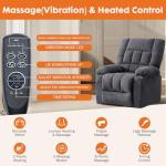NEWBULIG Power Lift Recliner Chair for Elderly with Vibration Massage and Heat, Ergonomic Overstuffed Breathable Fabric Reclining Chair with Side Pockets, Remote Control, Living Room, Bedroom, Grey