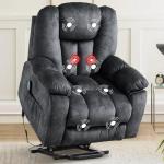 CANMOV Large Power Lift Recliner Chair with Massage, Heat, and USB for Elderly, Overstuffed Wide Recliners, Heavy Duty and Safety Motion Reclining Mechanism, Gray