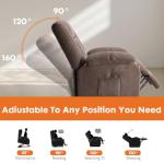 Sweetcrispy Power Lift Recliner Chair with Vibration Massage and Heat for Adults, Ergonomic Overstuffed Breathable Fabric Reclining Chair with Side Pockets, Remote Control, Living Room, Bedroom, Brown