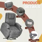 Electric Power Lift Recliner Chair with Massage for Elderly Corduroy Fabric Recliner Single Sofa with Cup Holders, Side Pockets and Remote Control for Living Room Bedroom (Leathaire, Light Gray)