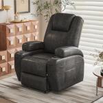 Electric Power Lift Recliner Chair with Massage for Elderly Corduroy Fabric Recliner Single Sofa with Cup Holders, Side Pockets and Remote Control for Living Room Bedroom (Leathaire, Dark Gray)