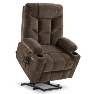 MCombo Power Lift Recliner Chair with Extended Footrest for Elderly People, Fabric 7283 (Brown, Large)