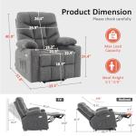 MCombo Power Lift Recliner Chair with Extended Footrest for Elderly People, Fabric 7287 (Dark Gray, Medium)