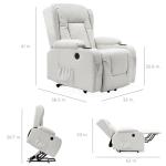 Best Choice Products Modern Linen Electric Power Lift Chair, Recliner Massage Chair, Adjustable Furniture for Back, Legs w/ 3 Positions, USB Port, Heat, Cupholders, Easy-to-Reach Button - Ivory